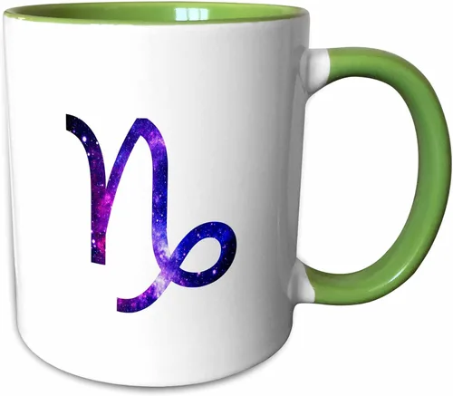 Vista 8 de 3dRose Capricorn star sign - goat zodiac glyph astrological horoscope symbol 11oz Two-Tone Black Mug