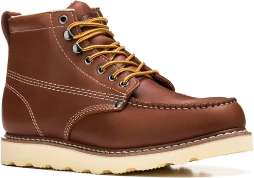 Vista 11 de Golden Fox Botas de trabajo de 6 pulgadas para hombre, con cuña y puntera tipo mocasín, cómodas para la construcción Brun-M6