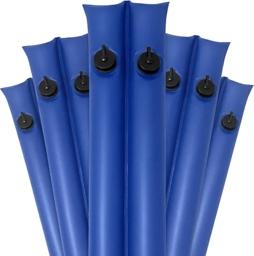 Vista 5 de Pool Mate Paquete de 5 bolsas de agua clásicas de doble cámara azul para piscina, vinilo de 0.013 in de grosor, pesos de cubierta, tubos de agua