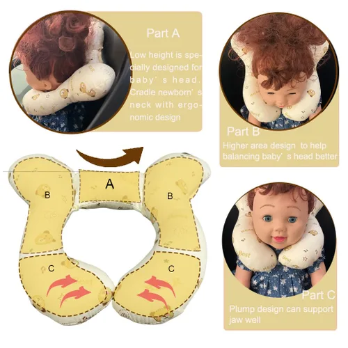 Vista 3 de Almohada para reposacabezas de bebé para cochecito de bebé, almohadas de apoyo para el cuello de dibujos animados para bebés, cojín de protección