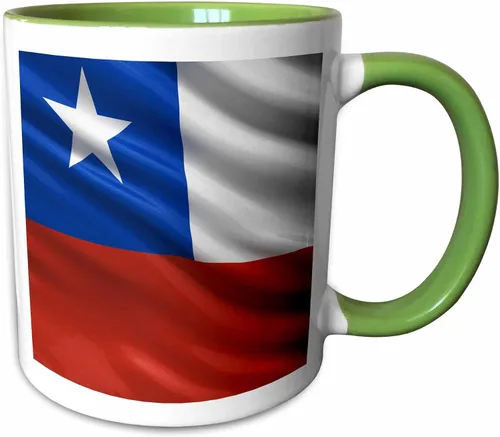 Vista 8 de 3dRose Taza de cerámica con diseño de bandera de Chile agitando en el viento, 11 onzas Blanco