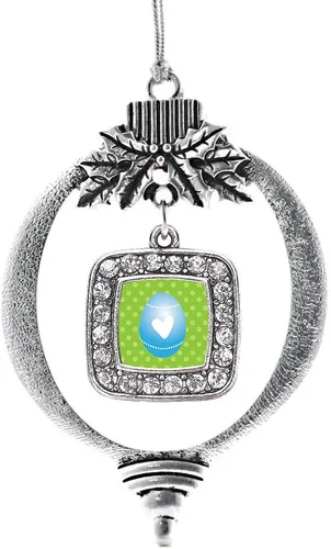Vista 150 de Inspired Silver - Adorno con dije de reina de rodillo - Adornos navideños cuadrados de plata con joyas de circonita cúbica