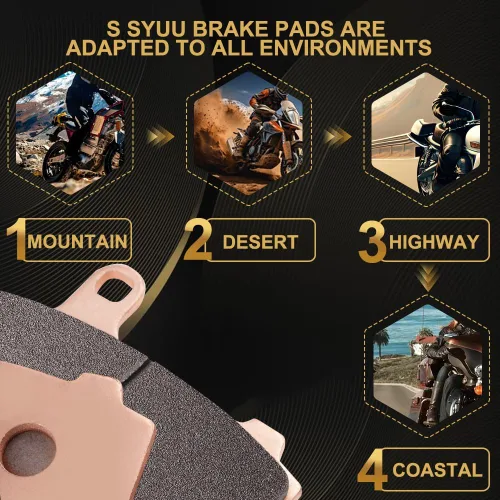 Vista 5 de S SYUU Juego de pastillas de freno para motocicleta de metal sinterizado, delanteras y traseras, resistentes al calor, compatibles con Yamaha MT-07