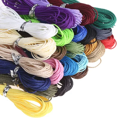Vista 2 de Cuerda encerada de poliéster de 0.039 pulgadas para pulsera de macramé para manualidades, 24 colores, 131 yardas..