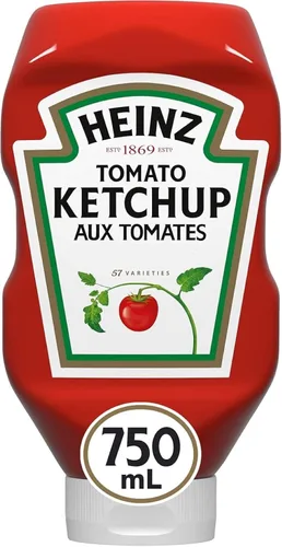 Vista 45 de Heinz Ketchup de tomate mezclado con chipotle, botella exprimible de 14 onzas