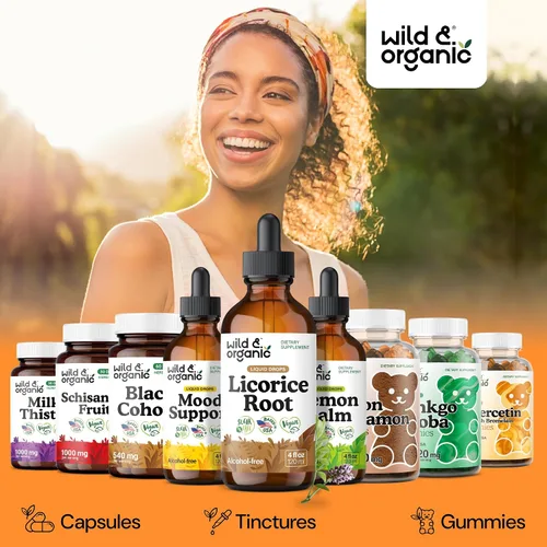 Vista 5 de Wild & Organic Tintura de Raíz de Regaliz - Soporte Digestivo, Pulmonar y de la Piel - Gotas Líquidas de Extracto de Raíz de Regaliz - Suplemento