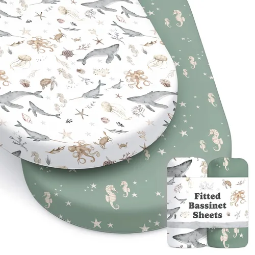 Vista 21 de Sábanas de cuna neutrales - Sábanas bajeras ajustadas para cuna de bebé para niña y niño - 2 unidades para colchón estándar y de niños pequeños