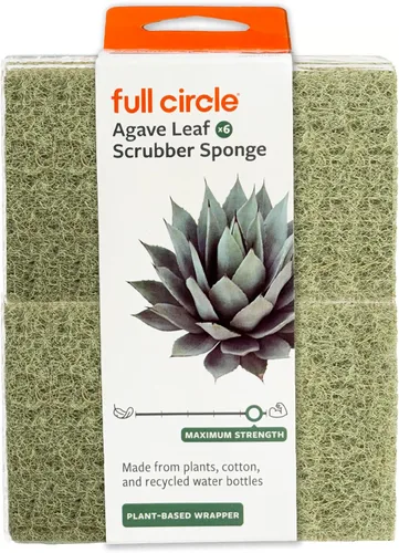 Vista 14 de Full Circle Esponja de limpieza resistente, hoja de agave robusta y celulosa sin plástico, esponja de platos de doble cara para hierro fundido