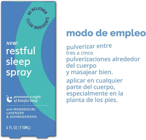 Vista 5 de Blissful Sleep Spray - Magnesio, lavanda y ashwagandha para relajación, calma y descanso, sin hormonas, sin fragancia, niebla de aromaterapia apta