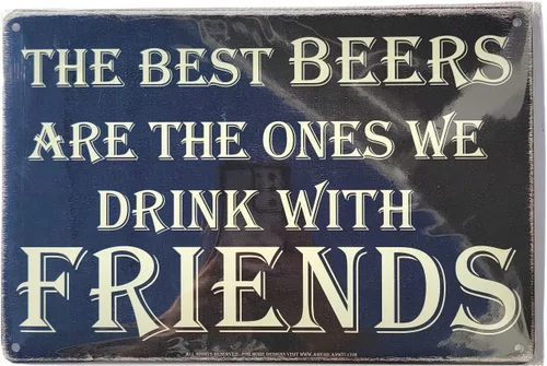 Vista 5 de AMERICAN WIT (The Best BEERS are The Ones We Drink With Friends) - Cartel de metal divertido de 8 x 12 pulgadas para decoración de pared, póster