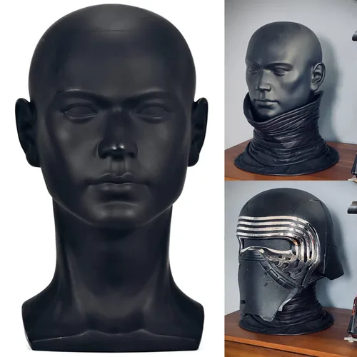 Vista 7 de FanLin Cabeza de maniquí masculino profesional para exhibir pelucas, sombreros, máscara de auriculares, gafas de sol, joyería y soporte de Azul