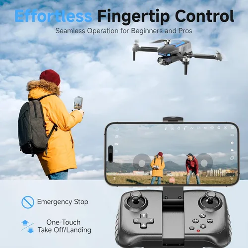 Vista 9 de Drones con cámara para adultos 4K, dron con motor sin escobillas para niños principiantes, cuadricóptero RC plegable FPV con 3 baterías, 45 minutos