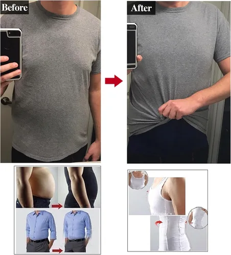 Vista 5 de GKVK Mens adelgazar cuerpo Shaper chaleco camisa Abdomen Slim
