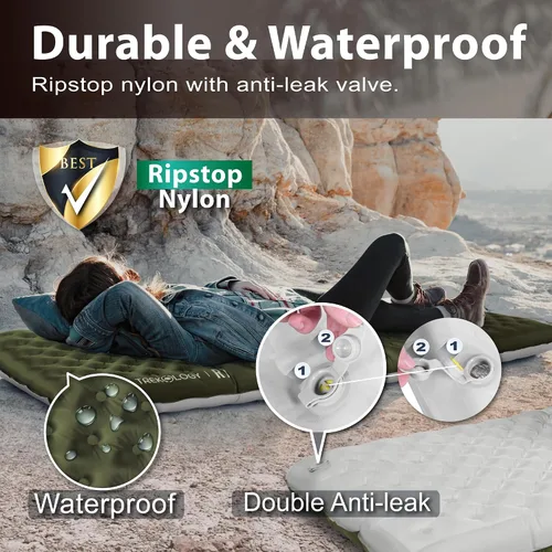 Vista 5 de TREKOLOGY Colchoneta para Dormir para Campamento– Ultraligera, Colchoneta de Campamento de 4" de Grosor con Valor R de 7.2 para Todas las Verde