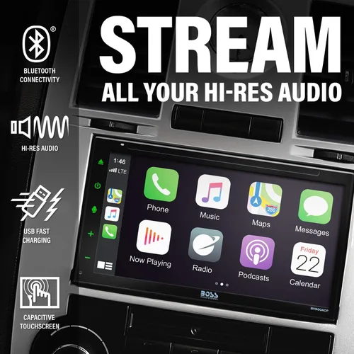 Vista 3 de BOSS Audio Systems Elite BV900ACP - Reproductor multimedia para automóvil con Apple CarPlay-Android Auto, doble Din, pantalla táctil capacitiva