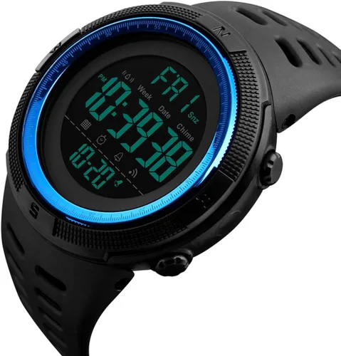 Vista 2 de Tonnier - Reloj deportivo para hombre, multifuncional, digital, pantalla LED, militar, doble hora, luz trasera, cronómetro e impermeable con correa