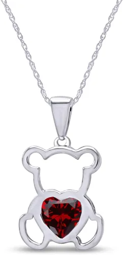 Vista 31 de Collar con colgante de oso de peluche con piedra natal para mujer Simulated Alexandrite