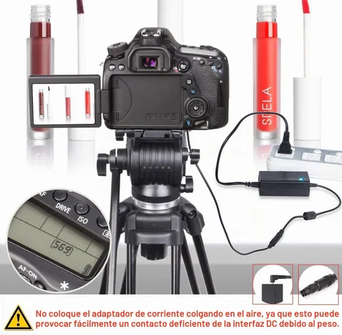 Vista 5 de Kimaru LP-E6NH Batería ficticia ACK-E6 Adaptador de corriente de CA DR-E6 Kit de acoplador de CC para Canon EOS R5 R5C R6 R6II R7 R, 90D 80D 70D 60D