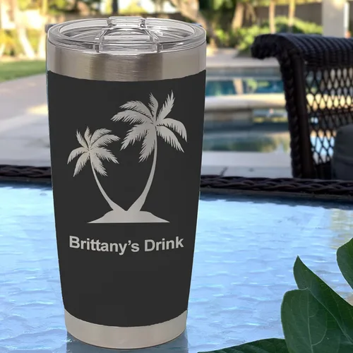 Vista 2 de LaserGram Vaso aislado al vacío de 20 onzas, dragón, grabado personalizado incluido (negro)