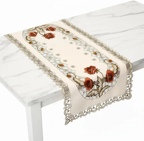 Vista 7 de Arzoe Camino de mesa de encaje con flores europeas vintage, corredores elegantes, decoración de mesa de armario y comedor (borgoña, 16×59 pulgadas)