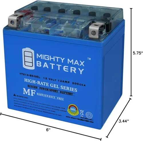 Vista 9 de Mighty Max Battery Reemplazo de batería de gel YTX14-BS 12V 12AH para parte ilimitada RTX14-BS