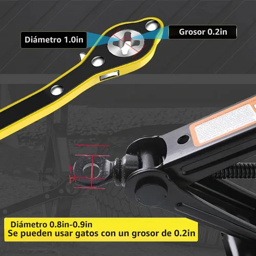 Vista 3 de Llave de trinquete con mango largo para gato de tijera, llave de llanta para gato de neumático, llave de gato de automóvil con diseño positivo