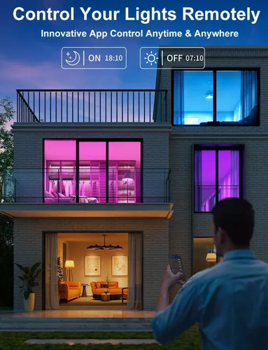 Vista 6 de Bombilla LED inteligente Vinaco E12 5W 600LM B11 RGB para Alexa y Google 4Pack,Dimmable,WiFi&Bluetooth Dual Connection,Multi Scene