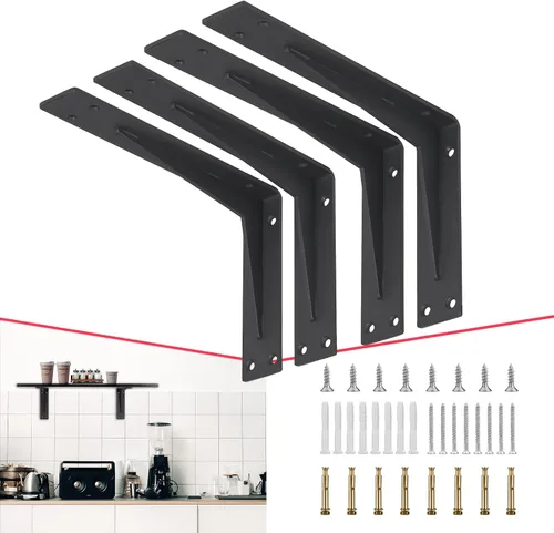 Vista 19 de CLT Soporte de Estante (Negro), 6 Pulgadas y Cuarto de Pulgada (1/5") de Grosor - Carga Máxima: 220 lb Rústico Industrial Moderno Granja Resistente