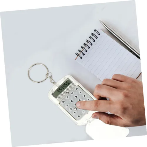 Vista 5 de Balacoo 4 mini calculadoras de llavero portátiles pequeñas calculadoras electrónicas con pantalla para uso diario, accesorios de llavero