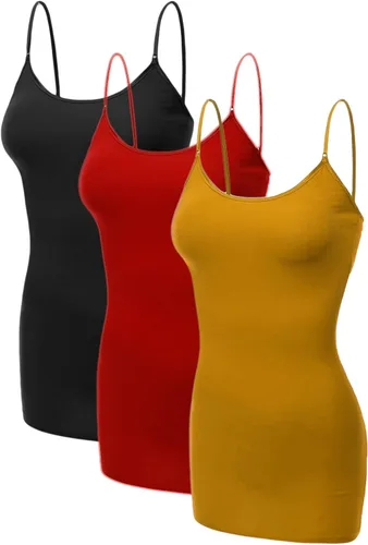 Vista 74 de Emmalise Camisola larga casual básica para mujer, con tirantes ajustables, top en capas