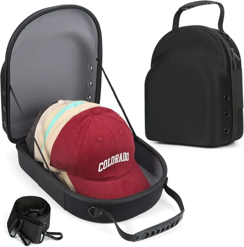 Vista 8 de GERMUN Funda rígida para gorra de béisbol, funda de viaje con correa ajustable para el hombro, funda para 12 gorras de béisbol, perfecta para viajes