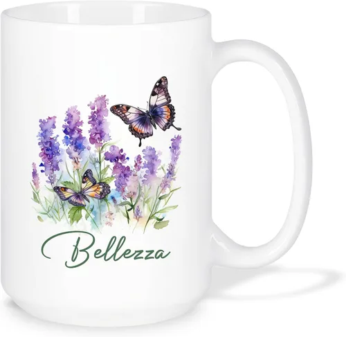 Vista 18 de Taza personalizada para amantes de los girasoles con nombre, regalos personalizados para amantes de las flores, taza de café de cerámica
