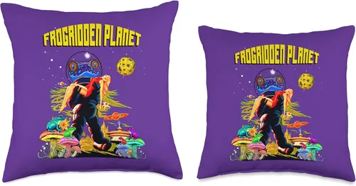 Vista 3 de Funny Cute Frog Character 1950's Culture Nostalgia Poison Dart Frogs Cartoon Retro B Movie Fifties Sci-Fi Space - Almohada espacial, 16 x 16