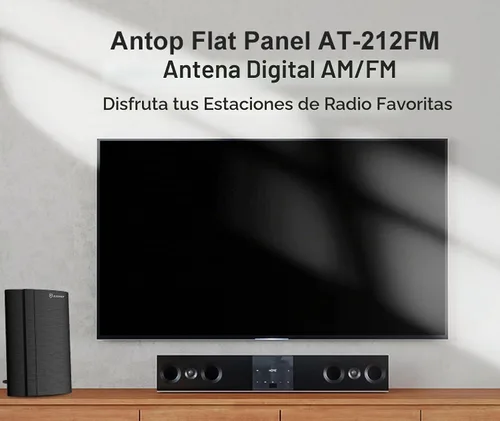 Vista 2 de Antena de radio AM/FM amplificada digital interior para radio estéreo universal Receptor de difusión RF de señal de audio
