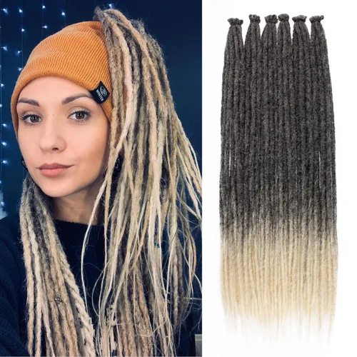 Vista 47 de Leeven Extensiones de Rastas Sintéticas de Doble Punta de 24 Pulgadas 30 Hebras Rastas Boho 613 Rubio 3 Estilos Mixtas Onduladas Rizadas DE Rastas