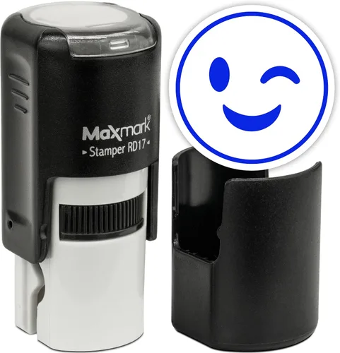 Vista 88 de MaxMark Sello de Emoji Autoentintado Redondo - Enojada - Tinta Negra