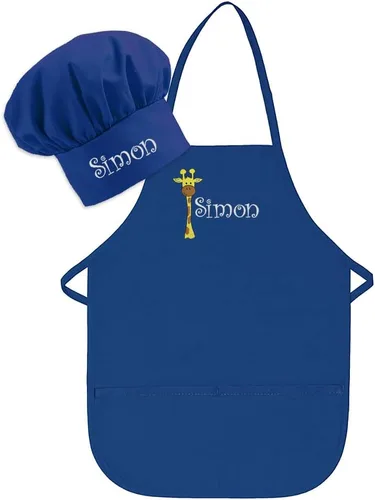 Vista 13 de Conjunto de delantal y sombrero personalizado para niños de zoológico, añade tu propio nombre para niños, cocina, horneado