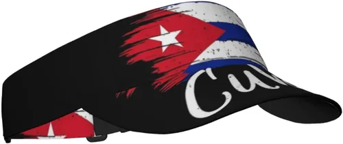 Vista 2 de Linda bandera de Cuba deportes visera sombreros mujeres ala ancha verano protección playa gorra ajustable cubana visera sombreros