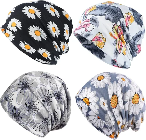 Vista 47 de JarseHera Gorro holgado de mujer con encaje de algodón, gorros para quimioterapia, gorros para el cáncer, turbante