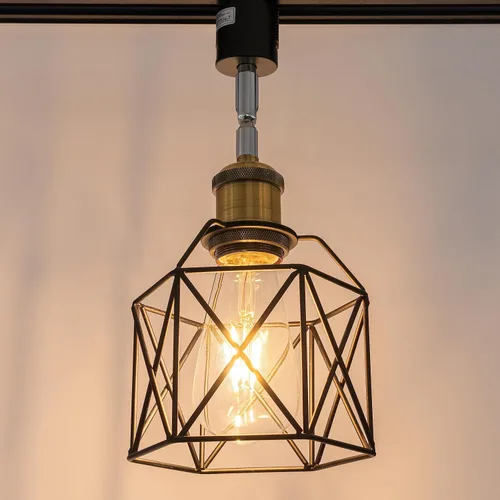 Vista 6 de Conjunto de dos jaulas huecas DIY pantalla de metal negro para aplique de pared lámpara de mesa lámpara colgante lámpara colgante diseño retro