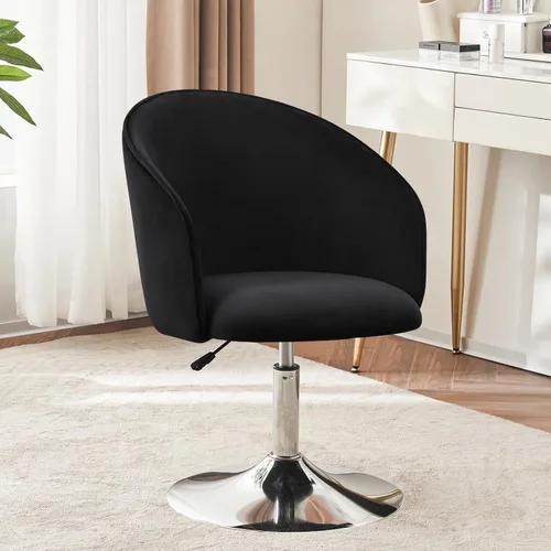 Vista 9 de Furnimart Silla de Tocador de Terciopelo Rosa Taburete de Tocador con Respaldo, Silla de Acento Giratoria de Altura Ajustable con Respaldo, Silla