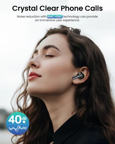 Vista 3 de Auriculares inalámbricos Bluetooth, auriculares con pantalla táctil, modo de transparencia con cancelación de ruido ANC ENC, graves profundos