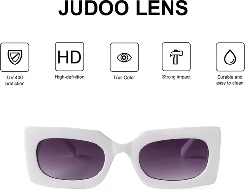 Vista 5 de JUDOO Gafas de sol rectangulares retro para mujer, lentes ovaladas de moda, marco cuadrado rosa con protección UV400