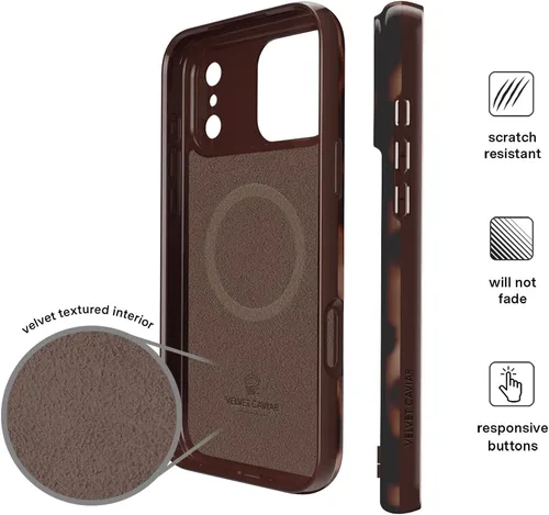 Vista 1045 de VELVET CAVIAR Funda para iPhone 15, compatible con MagSafe, probada contra caídas de 10 pies, fundas protectoras de diseño, leopardo color rosa