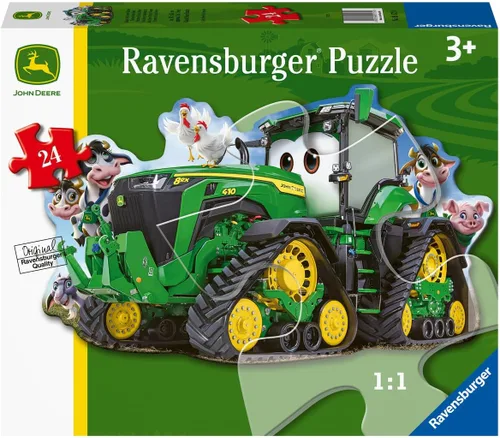Vista 2 de Ravensburger John Deere Tractor Floor Puzzle – Atractivo rompecabezas de 24 piezas para niños Piezas duraderas y fáciles de ajustar Herramienta