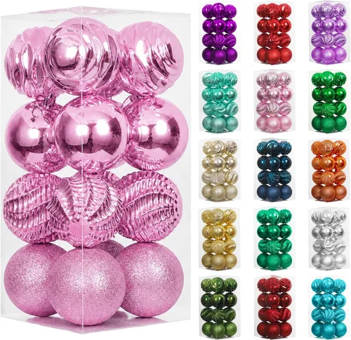 Vista 17 de XmasExp Juego de 24 mini esferas de Navidad inastillables para bolas de árbol de Navidad, 1.18 pulgadas (negro)