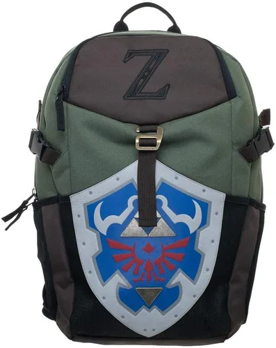 Vista 2 de Nintendo Zelda Video Game Link Shield Mochila de lona verde