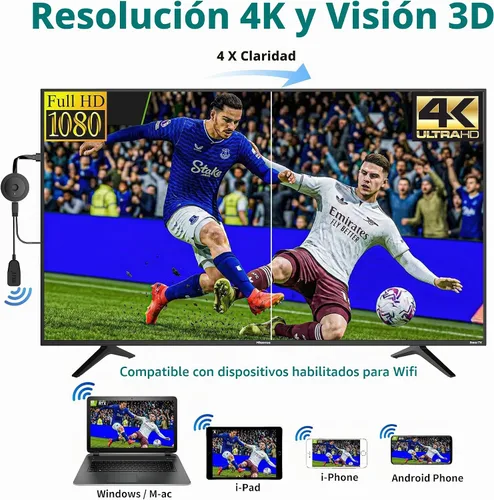Vista 2 de Adaptador Dongle de Visualización HDMI Inalámbrico 4K 1080P, Transmisión WiFi de Películas, Receptor para i-Phone, i-Pad, iOS, Android, Tablet, Negro