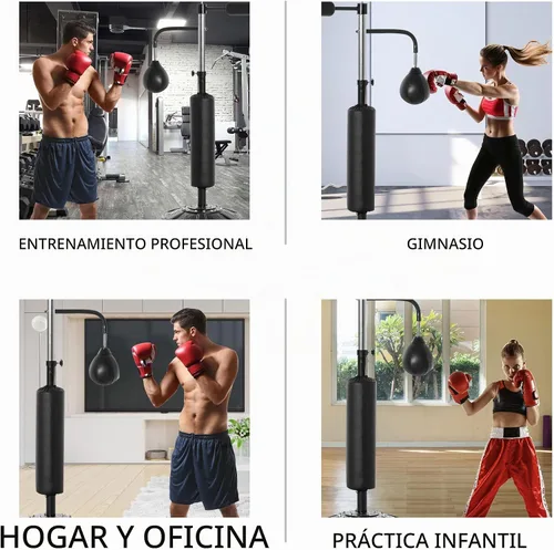 Vista 6 de Soozier 4-in-1 Punching Bag for Adults, Freestanding Boxing Bag with 2 Speed Bag, Boxing Training Equipment with 360° Relax Bar, Reflex Bag