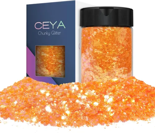 Vista 10 de Ceya - Purpurina gruesa, 4.9 oz / 140 g, Polvo de purpurina blanca para manualidades navideñas, 1/128” 0.008” 0.2mm, Purpurina iridiscente